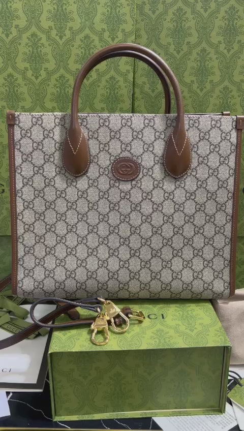 Gucci Café con Beige Asa Café Piel