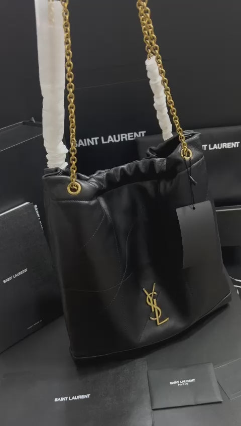 Saint Laurent Negro Cadena Dorada Piel