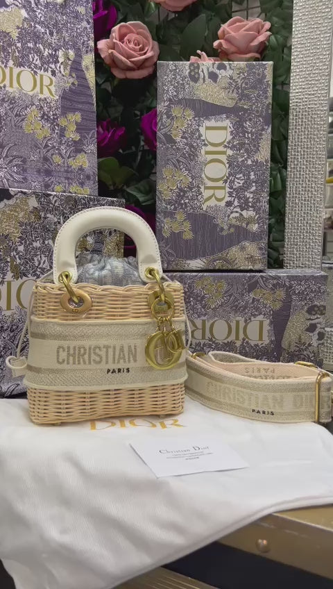 Christian Dior Asas de Piel con Mimbre Pequeña