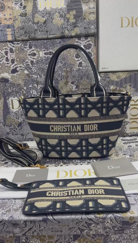 Christian Dior Negro Beige Bordada