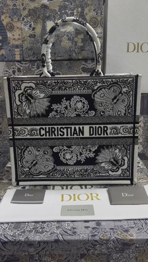 Christian Dior Negro Bordada Tela