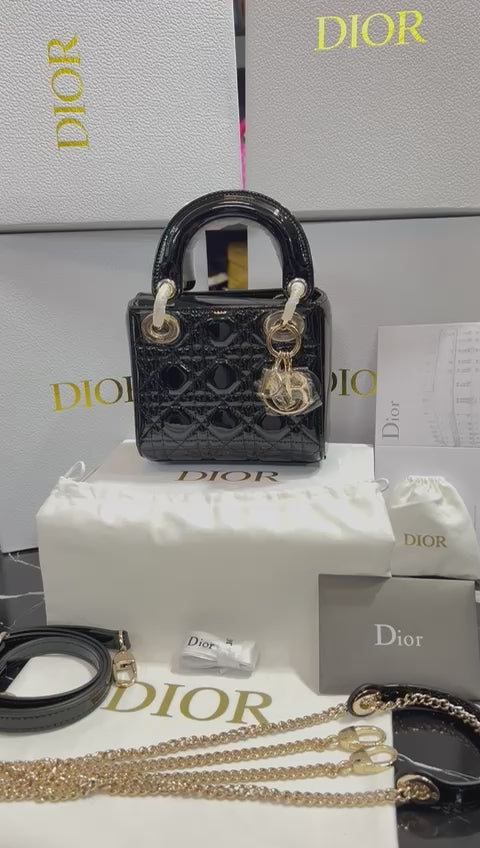 Christian Dior Negro Charol con Piel