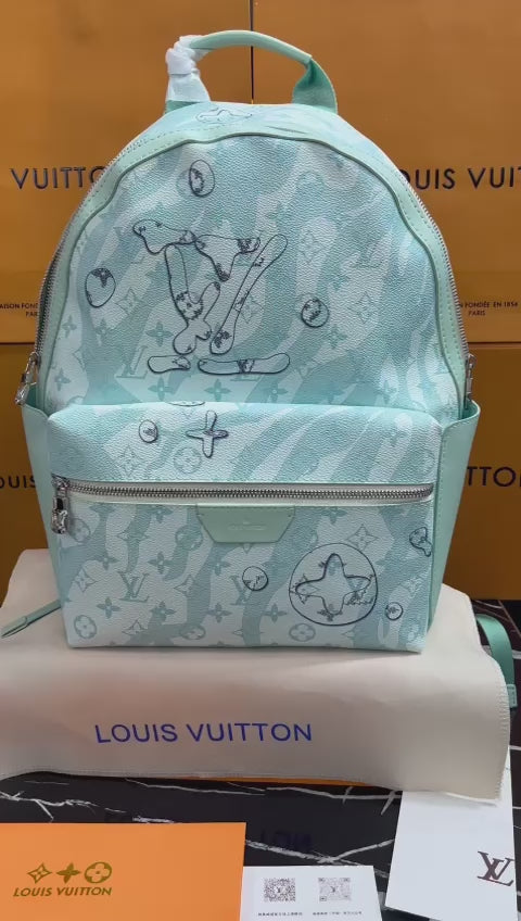 Louis Vuitton Azul Aqua Piel