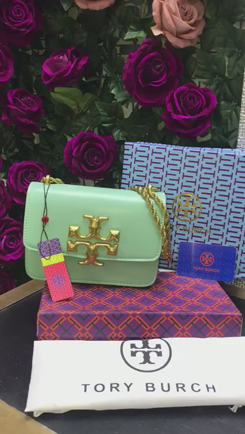 Tory Burch Verde Aqua Cadena Dorada Piel