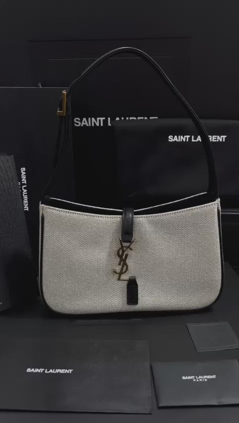 Saint Laurent Blanco Negro Tela Piel