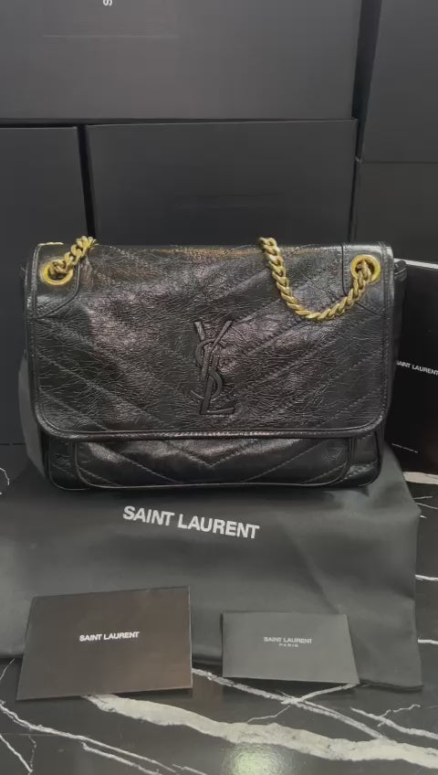 Saint Laurent Niki Negra Piel