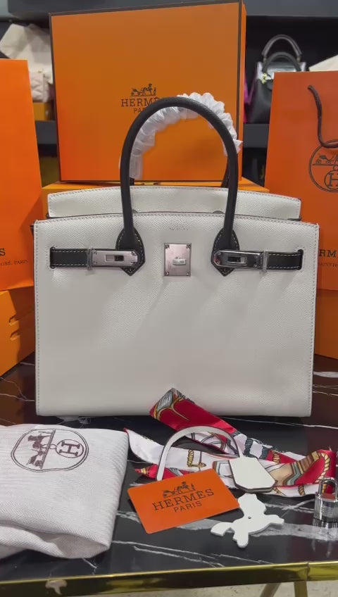 Hermes Birkin Blanco con Asa Negro Piel