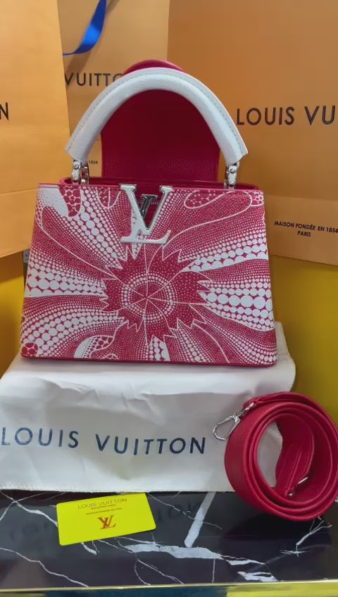 Louis Vuitton Capucine Edición Especial Rojo Blanco Piel